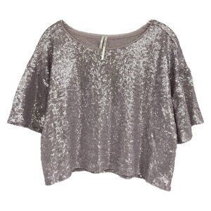 Anthropologie Blush Pink Sequin Crop Top | Size L